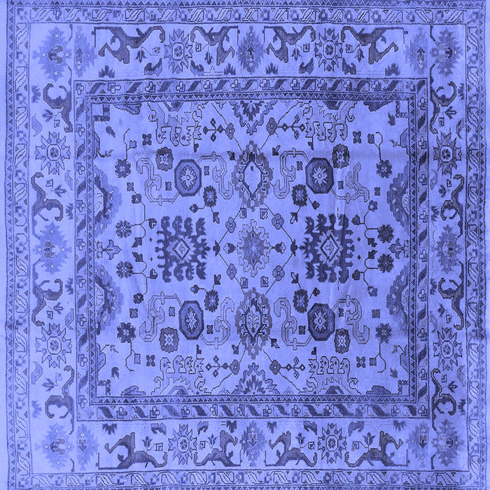 Square Machine Washable Oriental Blue Traditional Rug, wshurb483blu