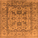 Square Machine Washable Oriental Orange Traditional Area Rugs, wshurb483org