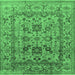 Square Machine Washable Oriental Emerald Green Traditional Area Rugs, wshurb483emgrn