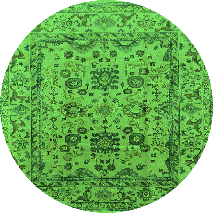 Round Oriental Green Traditional Rug, urb483grn