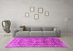 Machine Washable Oriental Pink Traditional Rug in a Living Room, wshurb483pnk