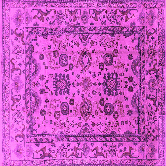 Square Machine Washable Oriental Pink Traditional Rug, wshurb483pnk