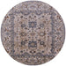 Round Mid-Century Modern Puce Purple Oriental Rug, urb483