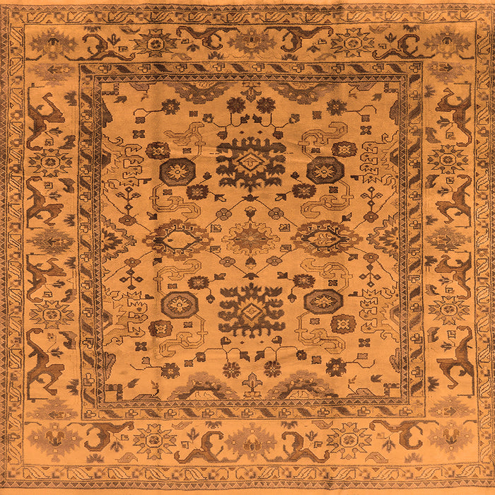 Square Oriental Orange Traditional Rug, urb483org