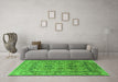 Machine Washable Oriental Green Traditional Area Rugs in a Living Room,, wshurb483grn