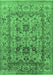 Machine Washable Oriental Emerald Green Traditional Area Rugs, wshurb483emgrn