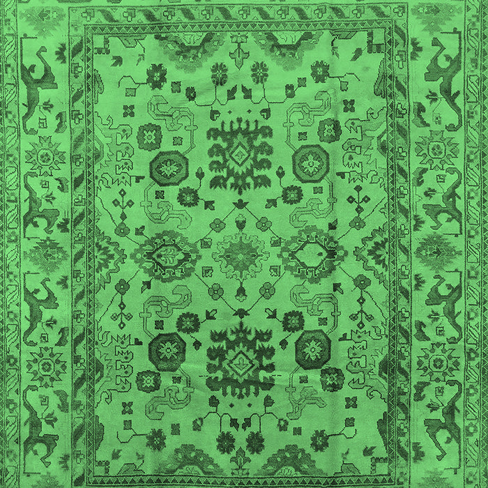 Machine Washable Oriental Emerald Green Traditional Area Rugs, wshurb483emgrn