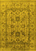 Machine Washable Oriental Yellow Traditional Rug, wshurb483yw