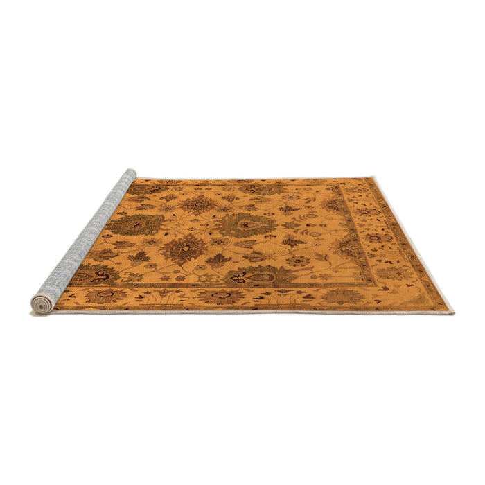 Sideview of Machine Washable Oriental Orange Traditional Area Rugs, wshurb484org