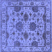 Square Machine Washable Oriental Blue Traditional Rug, wshurb484blu