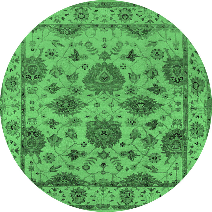 Round Oriental Emerald Green Traditional Rug, urb484emgrn