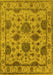 Machine Washable Oriental Yellow Traditional Rug, wshurb484yw