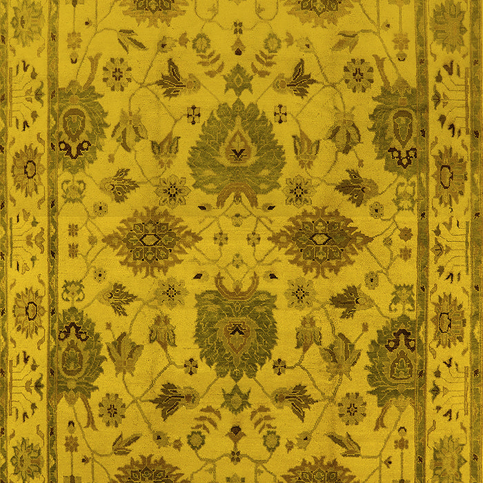 Machine Washable Oriental Yellow Traditional Rug, wshurb484yw