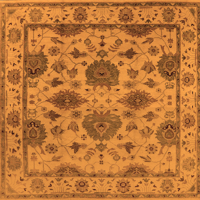 Square Oriental Orange Traditional Rug, urb484org