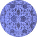 Round Oriental Blue Traditional Rug, urb484blu