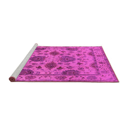 Sideview of Machine Washable Oriental Pink Traditional Rug, wshurb484pnk