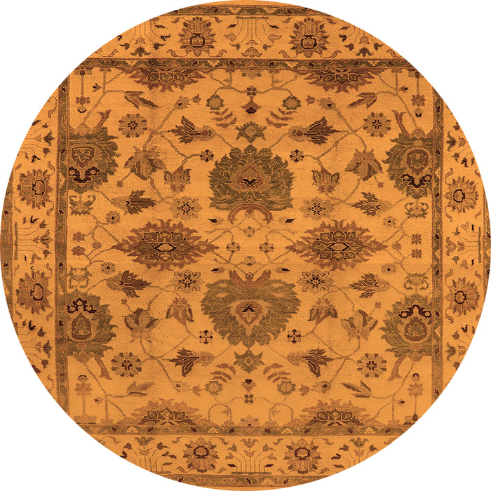 Round Oriental Orange Traditional Rug, urb484org