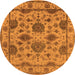 Round Oriental Orange Traditional Rug, urb484org