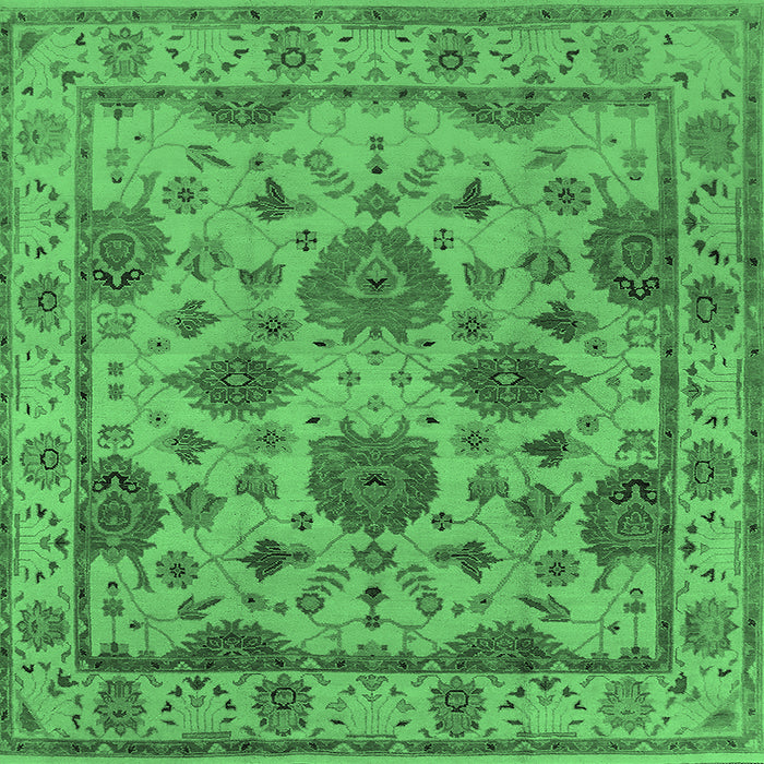 Square Oriental Emerald Green Traditional Rug, urb484emgrn