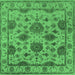 Square Oriental Emerald Green Traditional Rug, urb484emgrn
