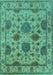 Machine Washable Oriental Turquoise Traditional Area Rugs, wshurb484turq