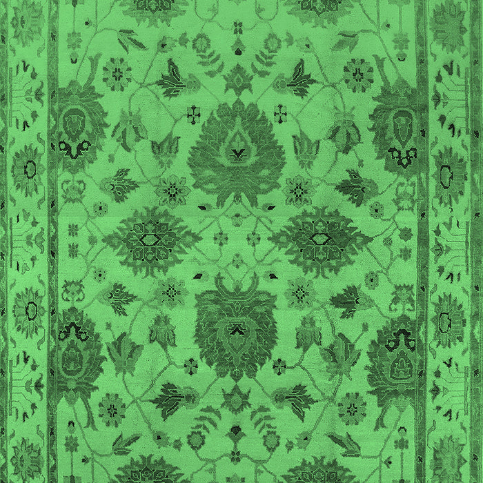 Machine Washable Oriental Emerald Green Traditional Area Rugs, wshurb484emgrn