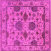 Square Machine Washable Oriental Pink Traditional Rug, wshurb484pnk