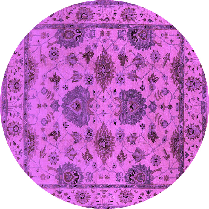 Round Machine Washable Oriental Purple Traditional Area Rugs, wshurb484pur