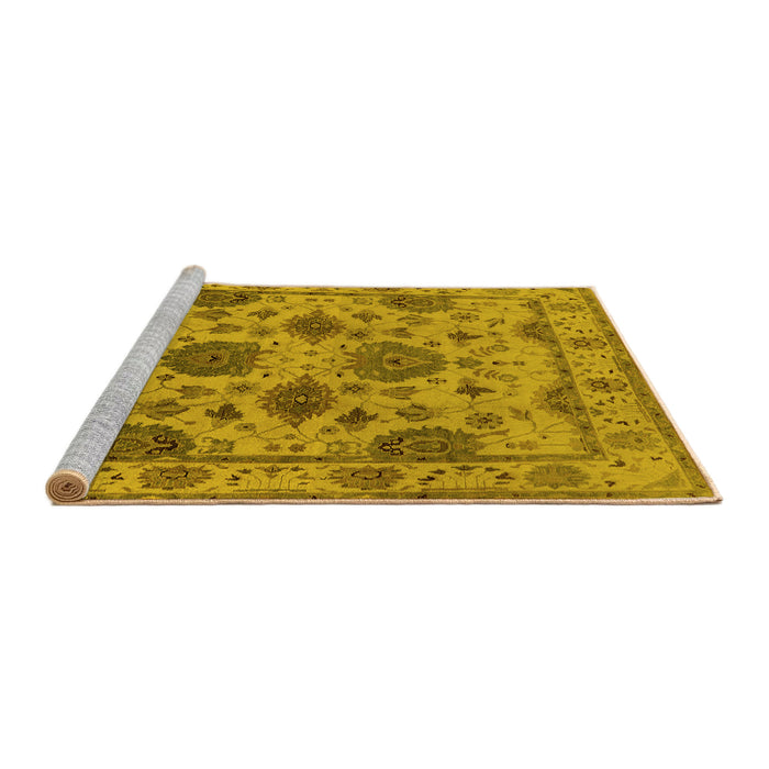Sideview of Machine Washable Oriental Yellow Traditional Rug, wshurb484yw