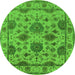 Round Oriental Green Traditional Rug, urb484grn