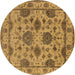 Round Oriental Brown Traditional Rug, urb484brn