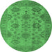 Round Oriental Emerald Green Industrial Rug, urb485emgrn