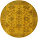 Round Mid-Century Modern Dark Orange Oriental Rug, urb485