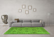 Machine Washable Oriental Green Industrial Area Rugs in a Living Room,, wshurb485grn