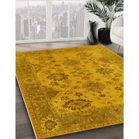 Mid-Century Modern Dark Orange Oriental Rug, urb485