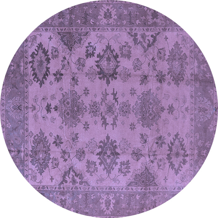 Round Oriental Blue Industrial Rug, urb485blu