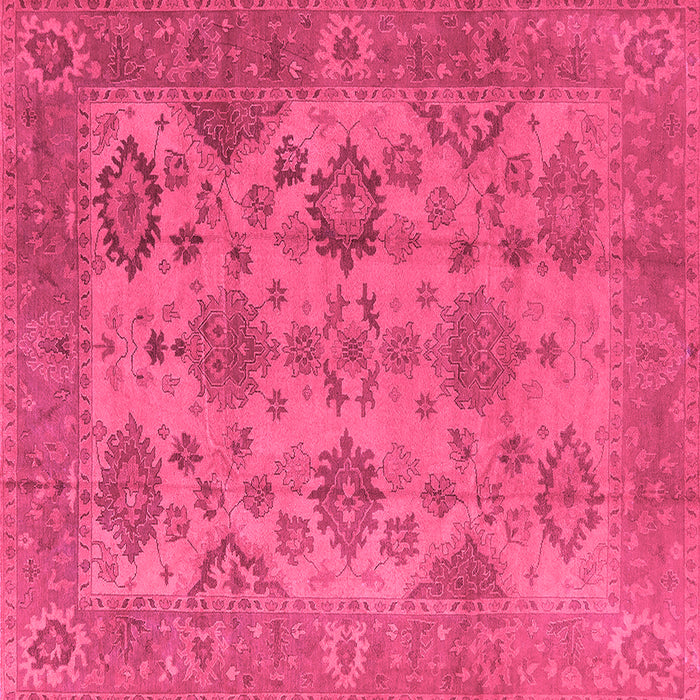 Square Machine Washable Oriental Pink Industrial Rug, wshurb485pnk