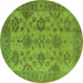 Round Oriental Turquoise Industrial Rug, urb485turq