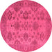 Round Oriental Pink Industrial Rug, urb485pnk