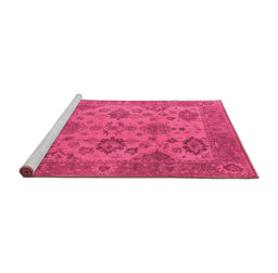 Sideview of Machine Washable Oriental Pink Industrial Rug, wshurb485pnk