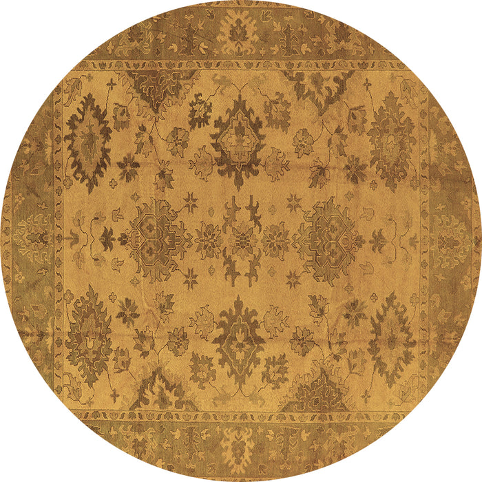 Round Oriental Brown Industrial Rug, urb485brn