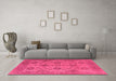 Machine Washable Oriental Pink Industrial Rug in a Living Room, wshurb485pnk