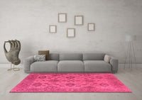 Machine Washable Oriental Pink Industrial Rug, wshurb485pnk