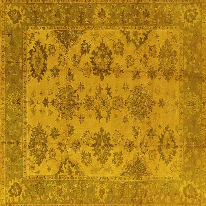 Square Machine Washable Oriental Yellow Industrial Rug, wshurb485yw
