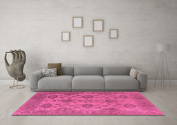 Machine Washable Oriental Purple Industrial Area Rugs in a Living Room, wshurb485pur