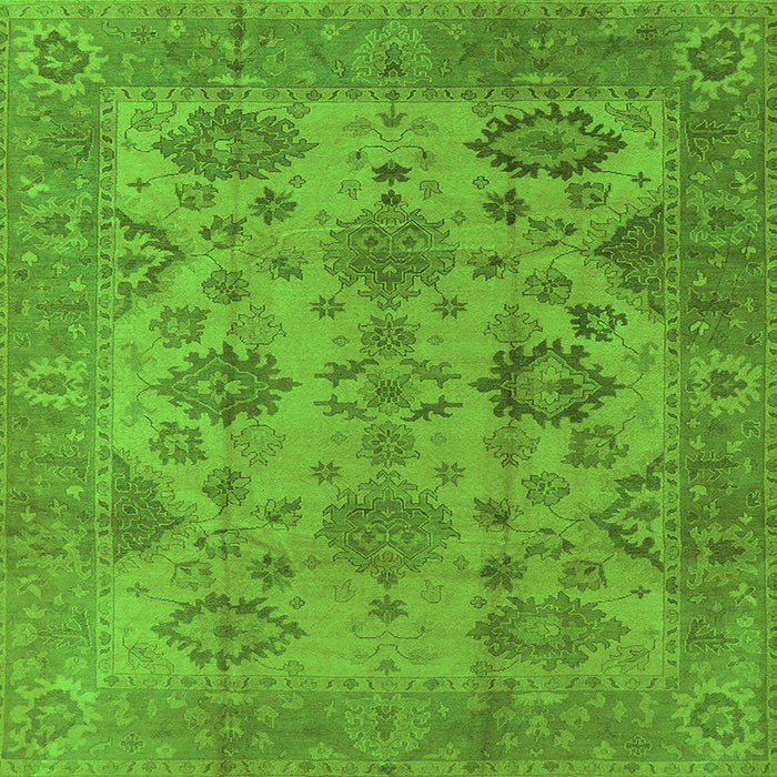 Square Machine Washable Oriental Green Industrial Area Rugs, wshurb485grn