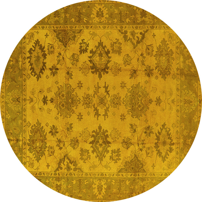 Round Oriental Yellow Industrial Rug, urb485yw