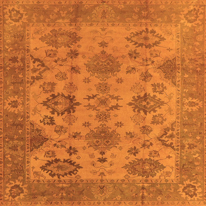 Square Machine Washable Oriental Orange Industrial Area Rugs, wshurb485org
