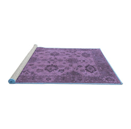Sideview of Machine Washable Oriental Blue Industrial Rug, wshurb485blu
