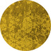 Round Oriental Yellow Industrial Rug, urb486yw